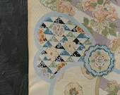 Japanese Fabric Silk Textile Vintage Kimono Antique Boro Patch Kusakizome Dyed 55.1"/EIK48/100
