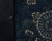 Antique Japanese Indigo Katazome Cotton Textile / Double-Sided Floral Stencil Dyed Fabric / Meiji Era 52.8"