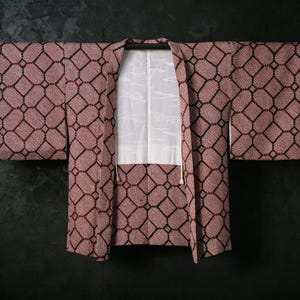 HAORI Japanese Vintage Kimono Silk Antique Jacket Robe Dress SHIBORI Dyed Textile/EIL16/500