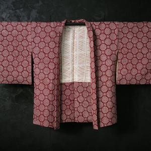 HAORI Japanese Vintage Kimono Silk Antique Jacket Robe Dress SHIBORI Dyed Textile/EIL21/560