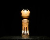 Japanese Wooden Doll Vintage Ornament KOKESHI Antique Sculpture Figurine 1945-/H 9.4"/EIB62/415