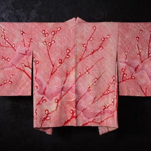 HAORI Japanese Vintage Kimono Silk Antique Jacket Robe Dress SHIBORI Dyed Textile/EIL30/600