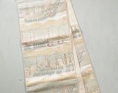 Japanese Textile Vintage Kimono Fabric Silk FUKURO OBI Ivory Woven Textile 170.1"/EFX40/1055