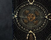 Antique Japanese Indigo Katazome Cotton Textile / Two-Tone Floral Medallion Geometric Fabric / Meiji Era 70.9"