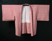 HAORI Japanese Vintage Kimono Silk Antique Jacket Robe Dress Dyed Textile/EIN16/570