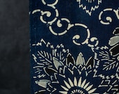 Antique Japanese Indigo Katazome Cotton Textile / Double-Sided Multicolor Chrysanthemum Arabesque Fabric / Taisho Era 67.7"