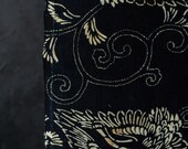Antique Japanese Indigo Katazome Cotton Textile / Phoenix Arabesque Stencil Dyed Fabric / Taisho Era 71.7"