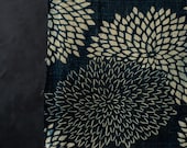 Antique Japanese Indigo Katazome Cotton Textile / Large Chrysanthemum Stencil Dyed Fabric / Meiji Era Folk Cloth 63.8"