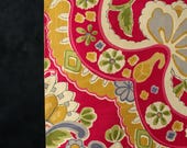 Antique Japanese Silk Textile / Colorful Sarasa Floral, Butterfly & Paisley Pattern Fabric / Taisho Era 62.2"