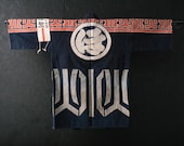 HAPPI Japanese Vintage Kimono Cotton Antique Jacket NORAGI Indigo Blue Dyed Textile/EIQ74/530