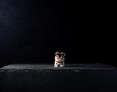 Vintage Japanese Edo Inu Hariko Papier-Mâché Dog Figurine / Hand-Painted Folk Art / Showa Era / Wabi-Sabi Decor 3.1"