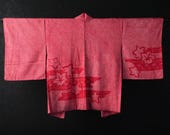 HAORI Japanese Vintage Kimono Silk Antique Jacket Robe Dress SHIBORI Dyed Textile/EIP78/415