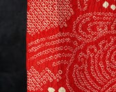 Vintage Japanese Silk Shibori Kimono Fabric Scrap / Flowing Wave Pattern / Showa Era 43.3"