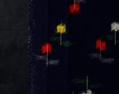 Vintage Japanese Wool Kimono Fabric Scrap / Patchwork Craft Textile / Showa Era 59.8"