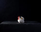Vintage Hakata Doll Chicken Figure / Japanese Clay Hen with Chick / Folk Art Sculpture / Wabi-Sabi Decor 3.9"