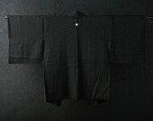 HAORI Japanese Vintage Kimono Silk Antique Jacket Robe Dress Black Dyed Textile/EIR05/580