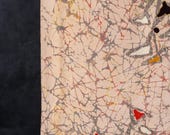 Antique Japanese Rinzu Silk Fabric Scrap / Taisho Era Abstract Art Deco Textile / Wabi-Sabi 62.2"