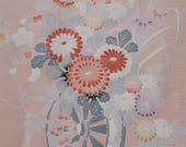 Japanese Fabric Silk Textile Vintage Kimono Antique Boro Patch Kusakizome Dyed 40.9"/EIK65/65