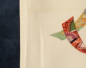 Vintage Japanese Silk Kimono Fabric Scrap Remnant Boro Textile 40.2"/EIZ09/55
