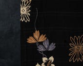 Antique Japanese Rayon Kimono Fabric Scrap Remnant / Taisho Era Floral Textile / Wabi-Sabi 59.1"