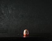 Japanese Wooden Doll Vintage Ornament DARUMA Antique Sculpture Figurine 1945-/H 1.6"/EIQ15/30