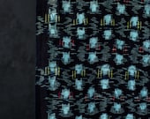 Vintage Japanese Indigo Kasuri Cotton Textile / Multicolor Geometric Cross Ikat Fabric / Showa Era 70.1"
