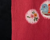 Vintage Japanese Silk Chirimen Kimono Fabric Scrap Remnant / Traditional Textile / Wabi-Sabi 46.5"