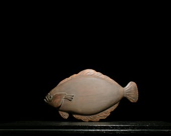 Japanese Wooden Doll Vintage Ornament FLOUNDER EMA Antique Figurine 1868-1912/H 5.9&quot;/EHR02/120