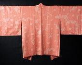 Vintage Japanese Silk Shibori Haori Jacket / Kanoko Tie-Dye Chrysanthemum & Geometric Pattern Kimono Coat / Showa Era