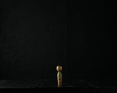 Vintage Japanese Kokeshi Doll / Small Hand Painted Wooden Folk Art / One of a Kind Piece 3"/EIW09/15