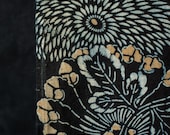 Antique Japanese Indigo Katazome Cotton Textile / Two-Tone Chrysanthemum Floral Stencil Dyed Fabric / Taisho Era 73.2"