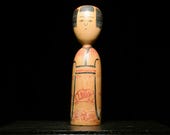 Japanese Wooden Doll Vintage Ornament KOKESHI Antique Sculpture Figurine 1945-/H 12.6"/EIB61/960