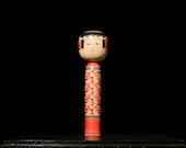 Japanese Wooden Doll Vintage Ornament KOKESHI Antique Sculpture Figurine 1945-/H 11.8"/EIF75/520