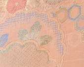 Japanese Fabric Silk Textile Vintage Kimono Antique Boro Patch Kusakizome Woven 44.5"/EIJ16/65