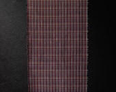 Vintage Japanese Indigo Cotton Fabric, Checkered Aizome Kimono Scraps, Traditional Plaid Textile 60.2"/EIU26/75