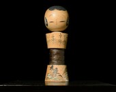 Japanese Wooden Doll Vintage Ornament KOKESHI Antique Sculpture Figurine 1945-/H 8.3"/EIF84/290