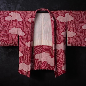 HAORI Japanese Vintage Kimono Silk Antique Jacket Robe Dress SHIBORI Dyed Textile/EIL33/460