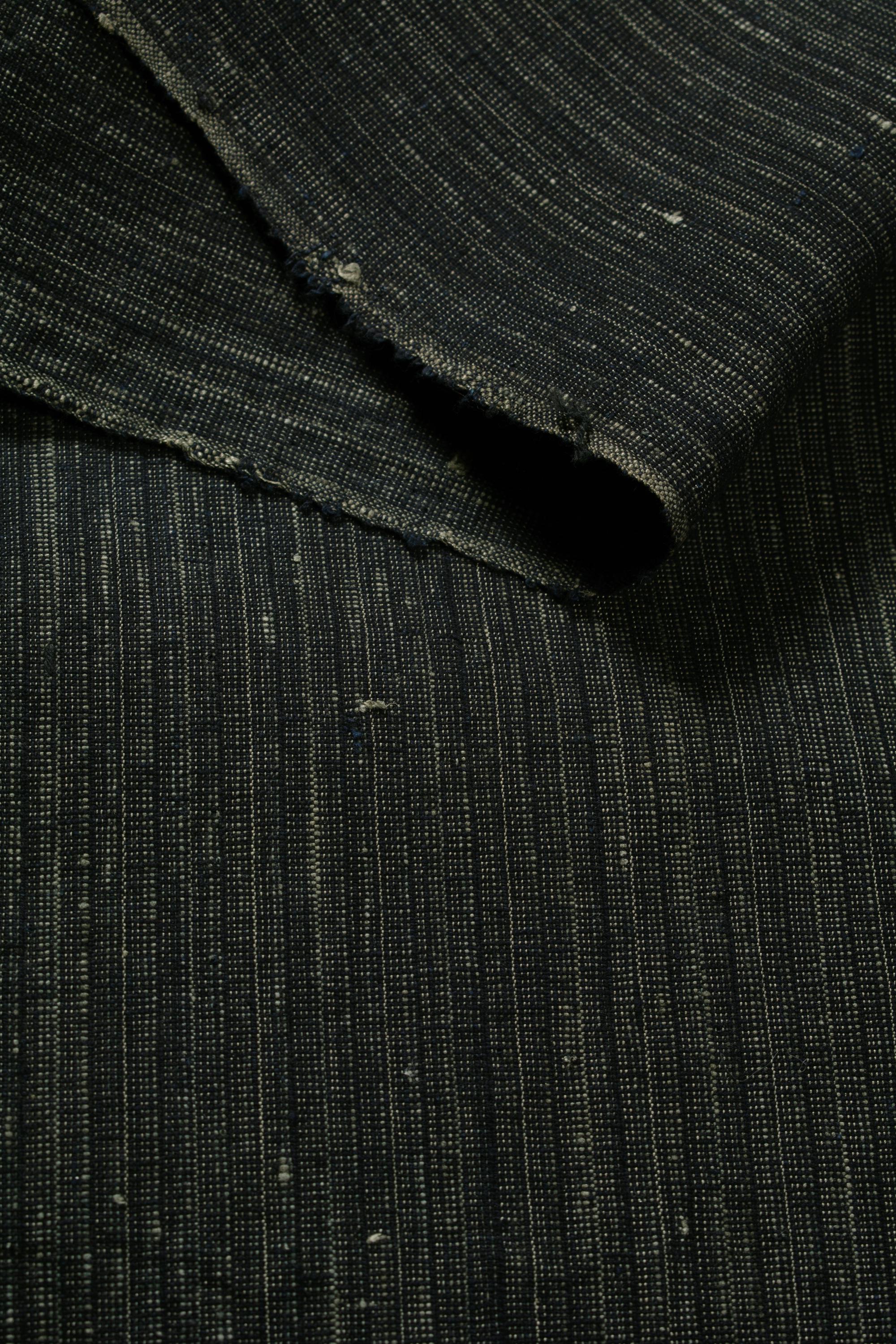 Japanischer Stoff Baumwolle Textil Vintage Kimono Boro Patch Indigo Blau SHIMA gewebt 80 cm/EIE41/80