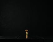 Vintage Japanese Kokeshi Doll / Small Hand Painted Wooden Folk Art / One of a Kind Piece 2.9"/EIW02/15