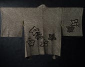 Vintage Japanese Silk Shibori Haori Jacket / Kanoko Tie-Dye Maple Leaf Motif Kimono Coat / Showa Era