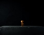 Vintage Japanese Wooden Kokeshi Doll / Hand-Painted Moonlit Bridge Landscape Folk Art Figurine / Showa Era 3.5"