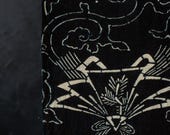 Antique Japanese Indigo Katazome Cotton Textile / Double-Sided Yakko Kite & Folding Fan Stencil Dyed Fabric / Taisho Era 65.4"