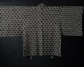 Vintage Japanese Silk Shibori Haori Jacket / Kanoko Tie-Dye Repeating Fan Pattern Kimono Coat / Showa Era