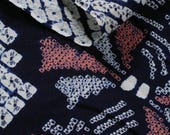 Japanese Fabric Cotton Textile Vintage Kimono Antique Boro Patch Indigo Blue SHIBORI Dyed 39"/EIE37/55