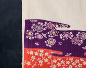 Vintage Japanese Silk Kimono Fabric Scrap Remnant Boro Textile 42.5"/EIZ11/65