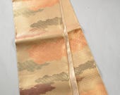 Japanese Textile Vintage Kimono Fabric Silk FUKURO OBI Gold Woven Textile 172.8"/EHB35/770