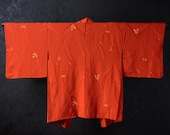 HAORI Japanese Vintage Kimono Silk Antique Jacket Robe Dress Dyed Textile/EIM69/555