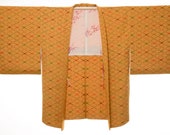 HAORI Japanese Vintage Kimono Silk Antique Jacket Robe Dress Kusakizome Dyed/EB850/560