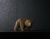 Japanese Wooden Doll Vintage Ornament BEAR Antique Small Figurine 1945-/H 3.9"/EIT27/190
