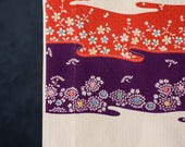 Vintage Japanese Silk Kimono Fabric Scrap Remnant Boro Textile 42.5"/EIZ12/65